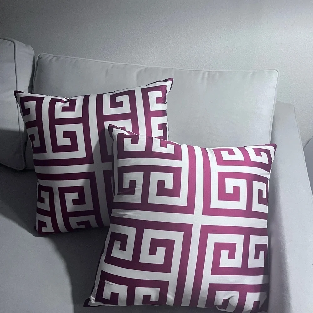 Red Stripped Decorative  Throw Pillows  Set of 2